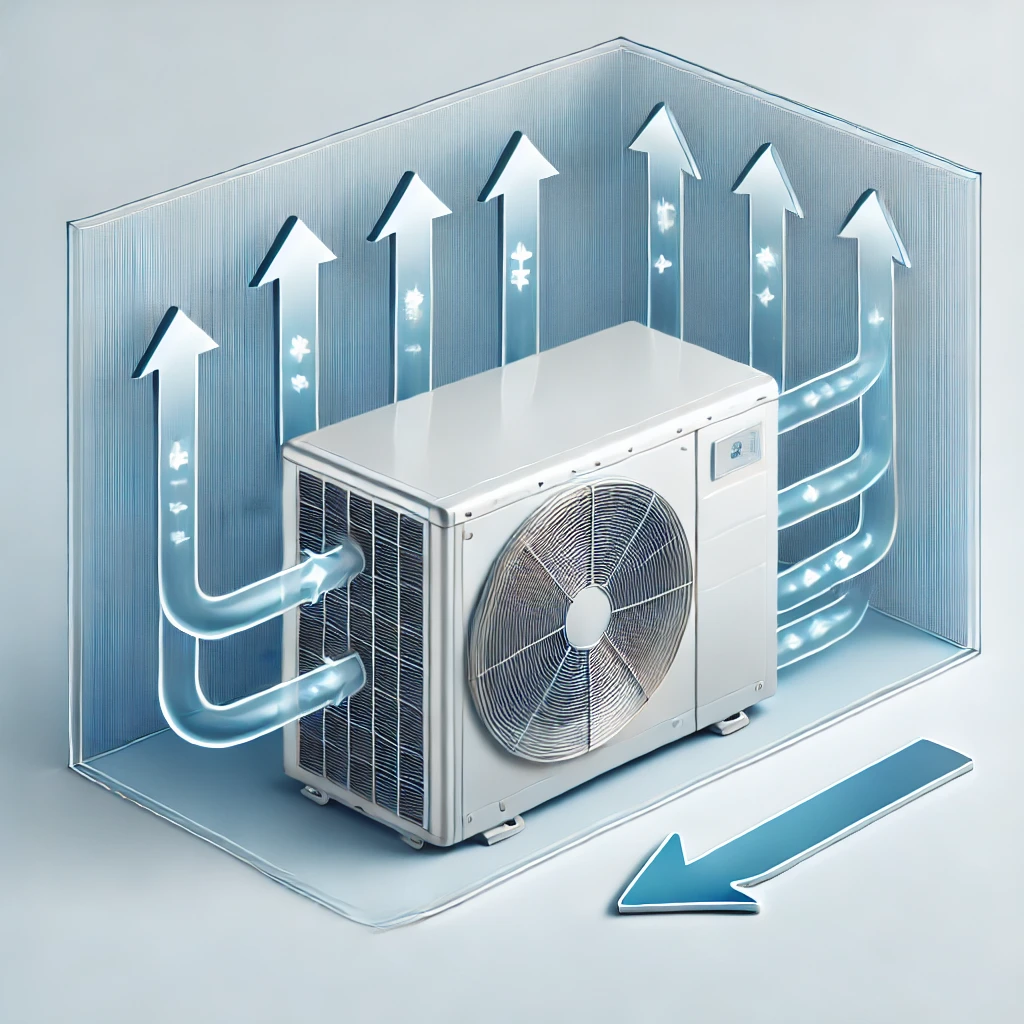 Schéma explicatif du fonctionnement d'une pompe à chaleur air-air